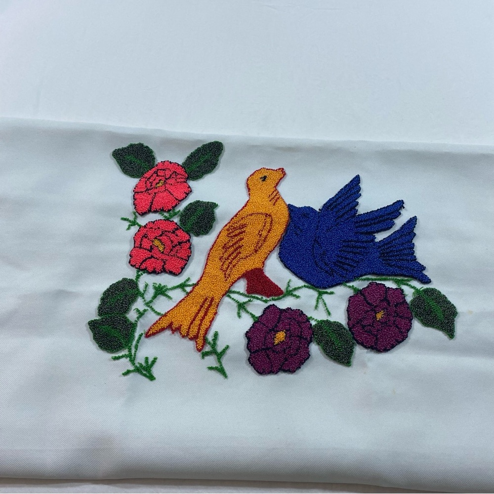 Embroidered Pillow Case Floral Birds Morning glory pillowcases purple p… - Picture 11 of 11